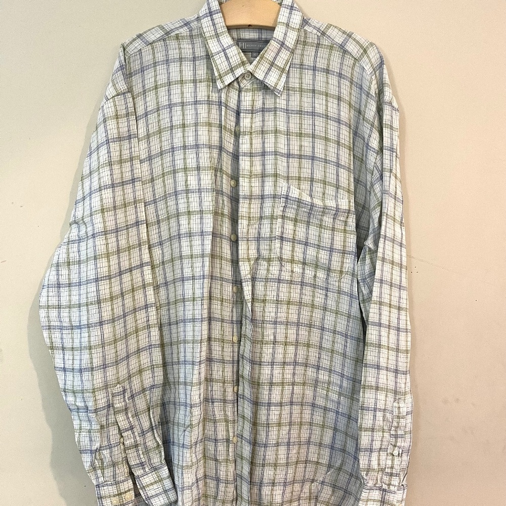 Hickey Freeman 100% Linen dress shirt, Men's XL